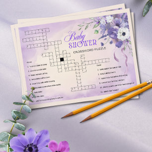 Carte Mots croisés élégants à thème floral violet pour B