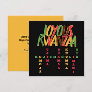 Carte Mots croisés joyeux des principes de KWANZAA