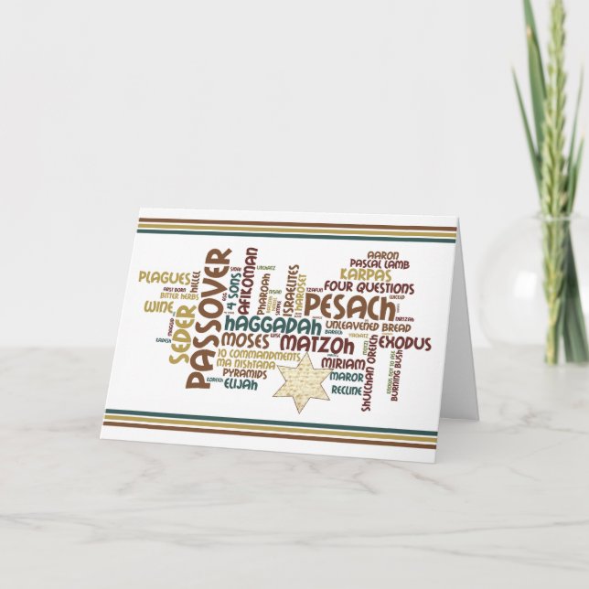Carte Mots de pâque et étoile de Matzah (Devant)