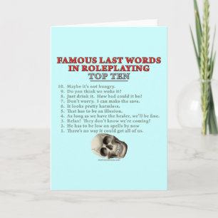Carte Mots Derniers célèbres dans le jeu de rôles : Top 