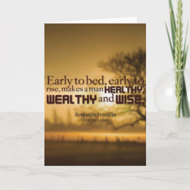 Carte Mots Motivationnels - Citation Benjamin Franklin (Devant)