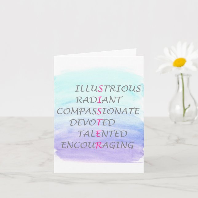 Carte Mots pour décrire une sœur (Petite plante)