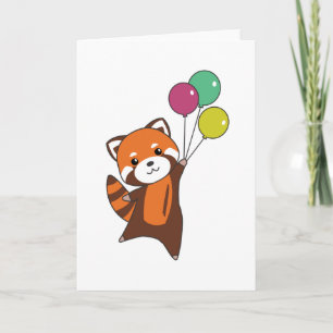 Carte Mouches Rouges Panda Ballons mignons Animaux Pour 