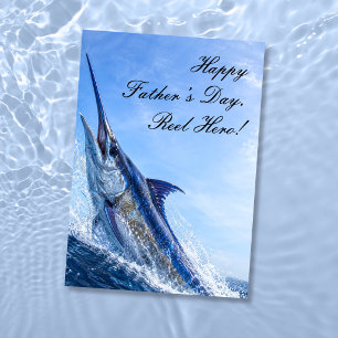 Carte Moulin à pêche Marlin sautant Héros Fête des Pères