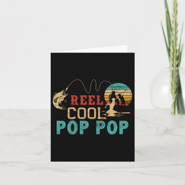 Carte Moulinet de pêche Pop Pop cool cadeau de fête des  (Devant)
