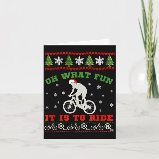 Carte Mountain Bike Rider, Oh What Fun Christmas Ugly Sw (Devant)