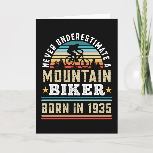 Carte Mountain Biker né 1935 90e anniversaire Cadeau MTB (Devant)