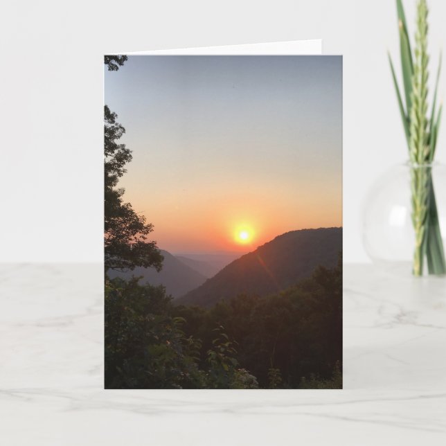 Carte mountain sunset greeting card (blank inside) (Devant)