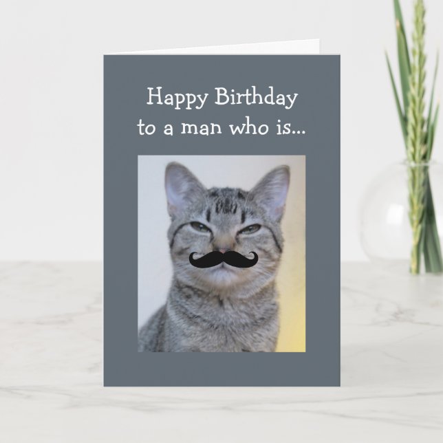 Carte Moustache amusante pour un homme qui Anniversaire  (Devant)