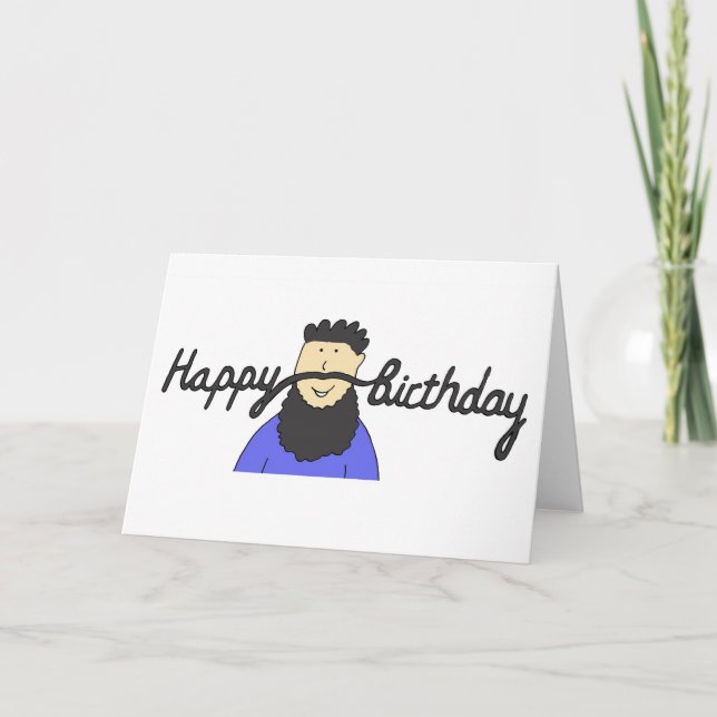 Carte Moustache d'anniversaire pour Hipster avec barbe (Devant)