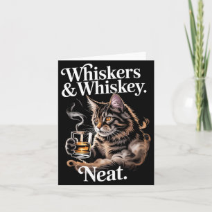 Carte Moustaches et buveur drôle de chat soigné amateur