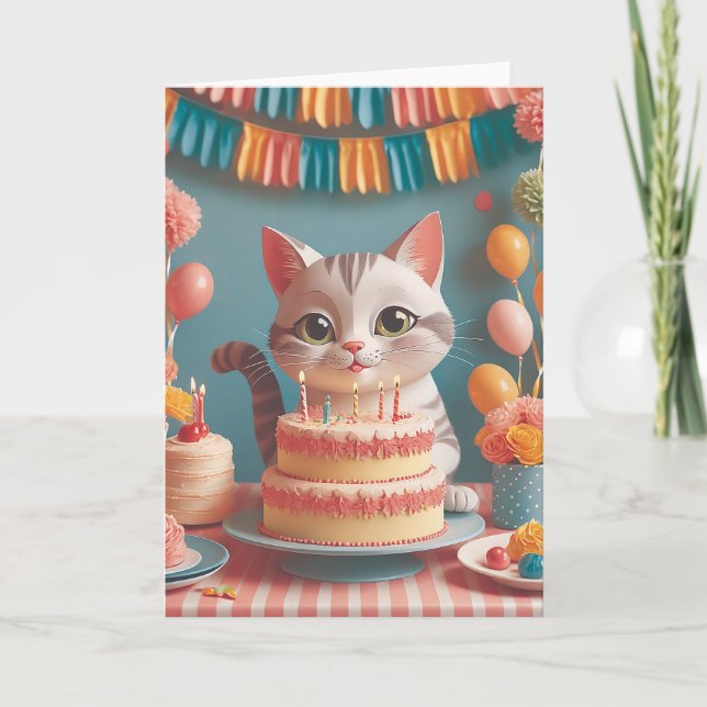 Carte Moustaches et Gâteau (Devant)