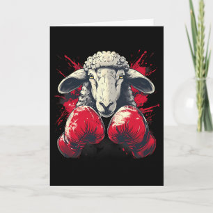 Carte Moutons de boxe avec gants de boxe Kickboxing Drôl