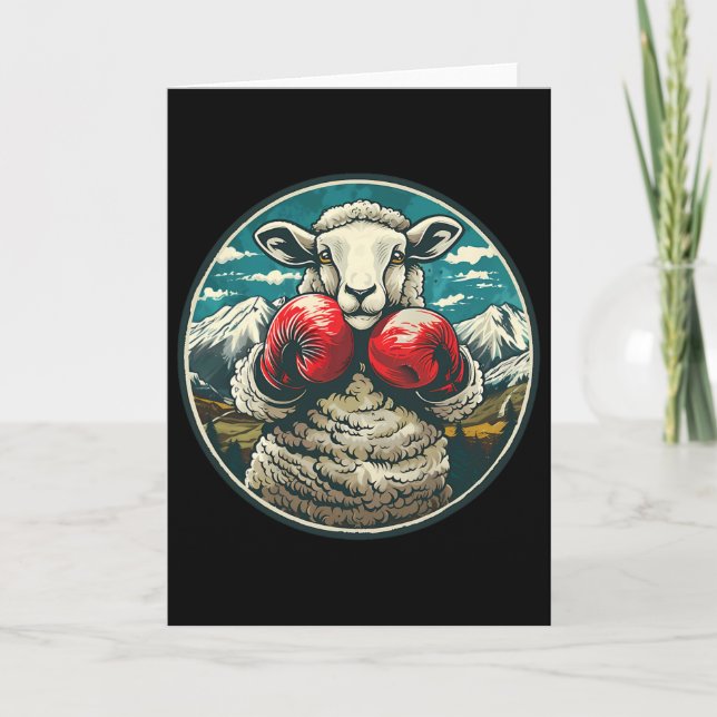 Carte Moutons de boxe avec gants de boxe Kickboxing Drôl (Devant)