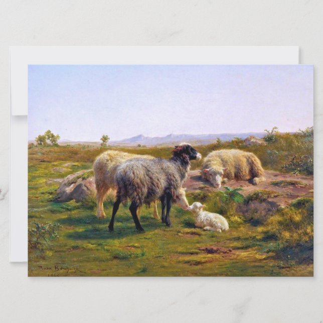 Carte Moutons et agneau dans la nature (par Rosa Bonheur (Devant)