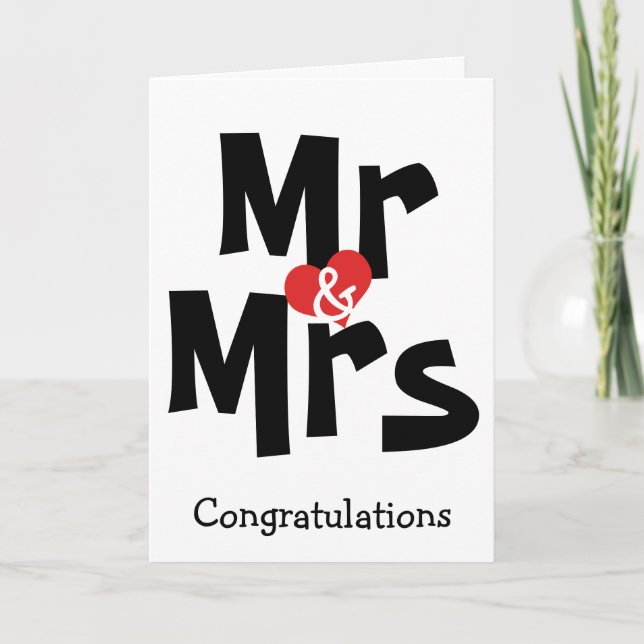 Carte Mr And Mrs Big Bold Text Congratulations Wedding (Devant)