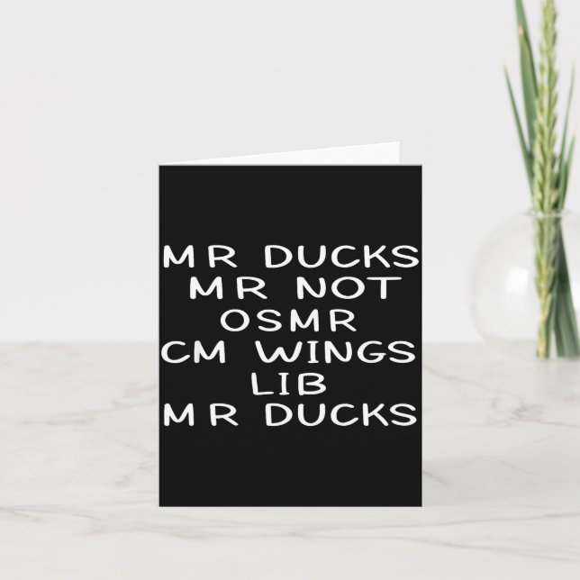Carte Mr M R Ducks T, Funny Duck Lover, Waterfowl Quote  (Devant)