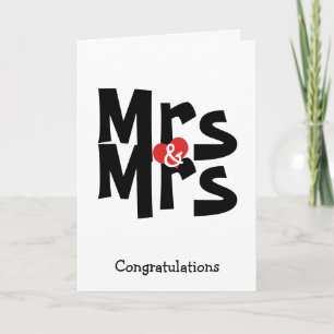 Carte Mrs and Mrs Lesbian Wedding Bold Congratulations