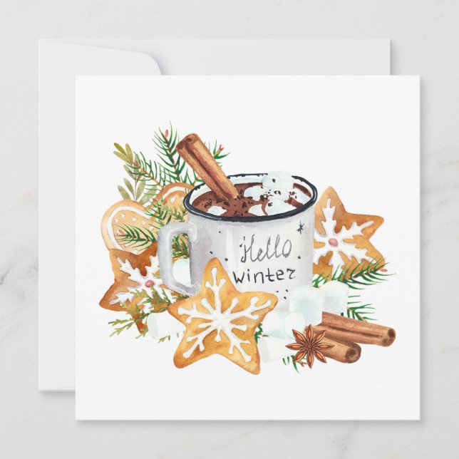 Carte Mug de chocolat chaud d'hiver avec des biscuits  (Devant)