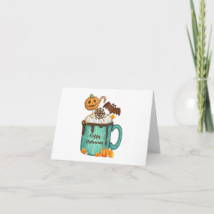 Carte Mug de Chocolat Chaud Halloween et Bonbons