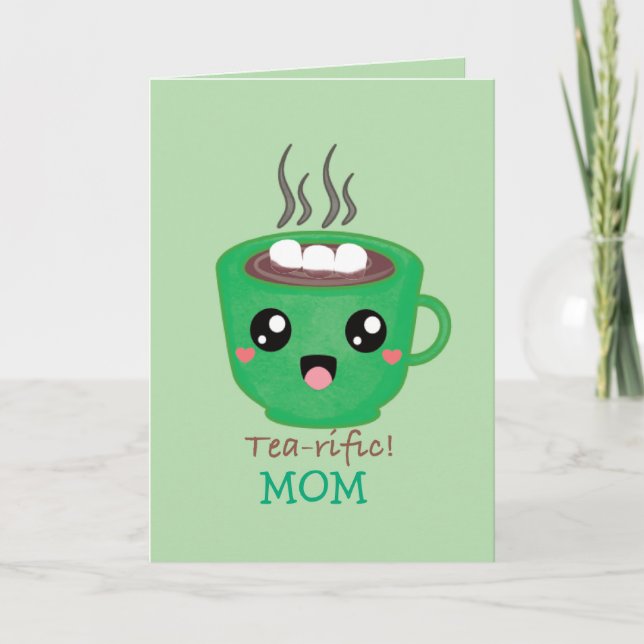 Carte Mug de thé vert avec citation Tea-rific (Devant)