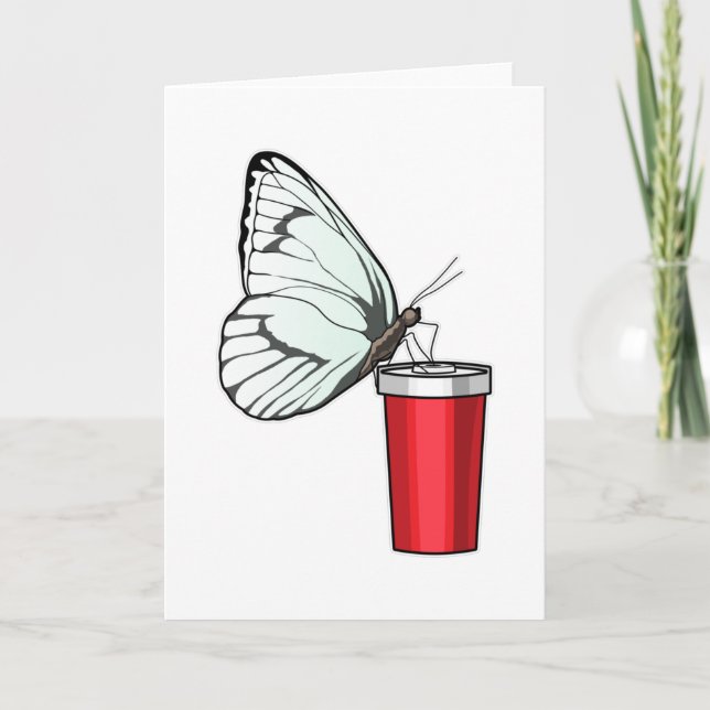 Carte Mug Papillon qui boit (Devant)