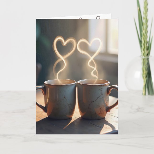 Carte Mugs Anniversaires Vintage Avec Coeurs Steamy (Devant)
