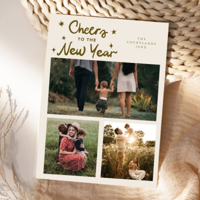 Carte Multi Photo Crème Pour Le Nouvel An (Créateur téléchargé)
