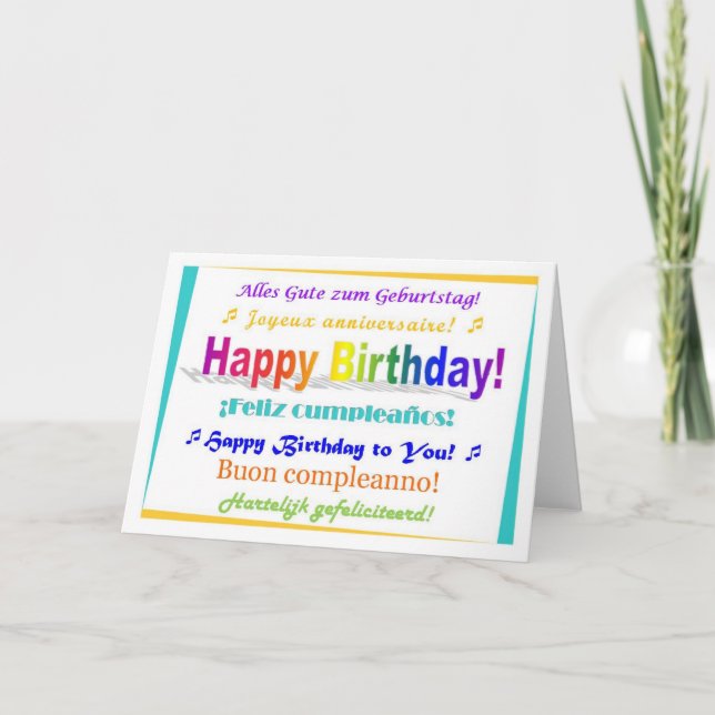 Carte Multilingual Birthday (Devant)