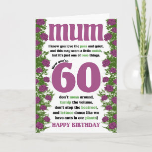 Carte Mum 60th Gardener Pun Wordplay Anniversaire