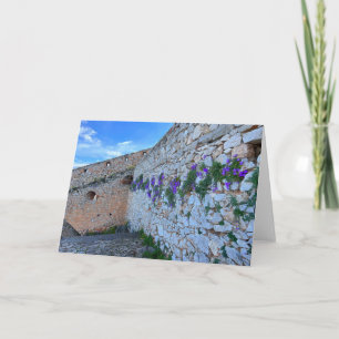 Carte Mur En Briques Avec Fleurs Violettes Nauplie Grèce