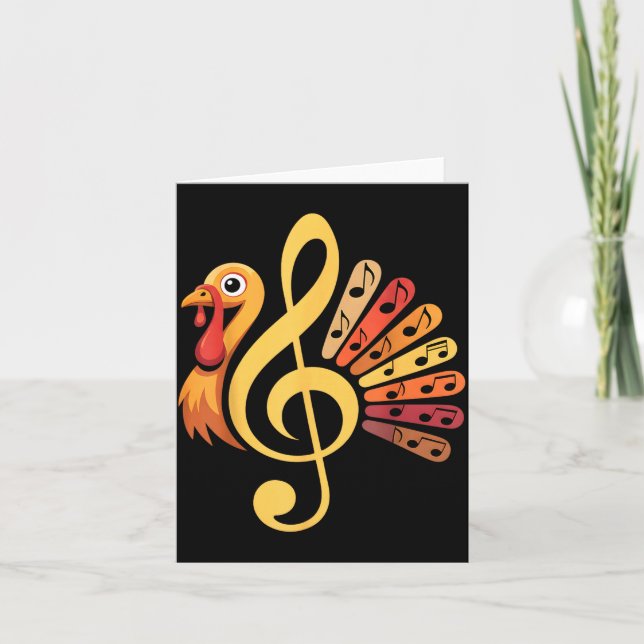 Carte Music Note Symbol Turkey Teacher Fall Thanksgiving (Devant)