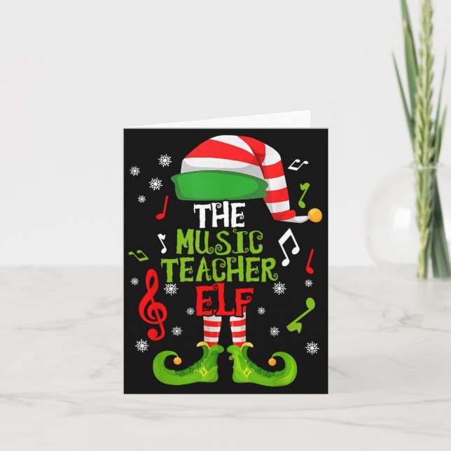 Carte Music Teacher Elf Christmas Family Matching Xmas G (Devant)