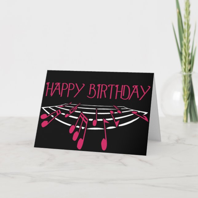 Carte Music Themed Birthday Card - Pink (Devant)