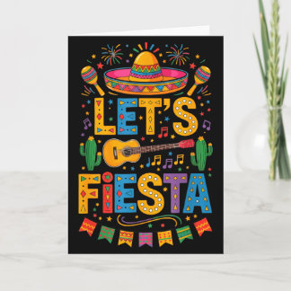 Carte Musical Faisons la Fête Sombrero Drôle Guitare Cin