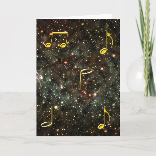 Carte Musical Notes Melody Starry Night Blank Notecard (Devant)
