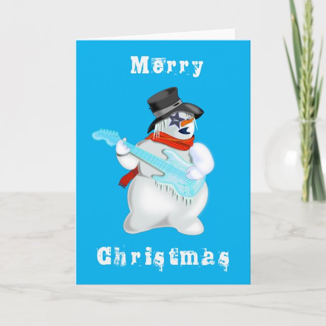 Carte Musical Snowman avec Guitare Funny Christmas Card (Devant)