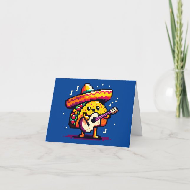 Carte Musical Taco - Drôle Pixel Art Mariachi Design (Devant)