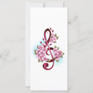 Carte Musical treble clef notes with sakura flowers