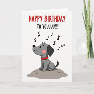 Carte musicale d'anniversaire pour chiot joyeux