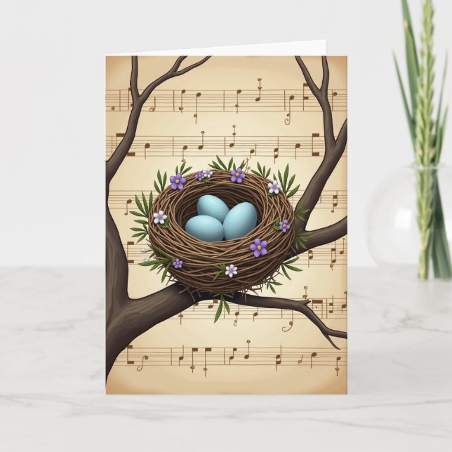 Carte Musicale de Nid de Printemps (Devant)