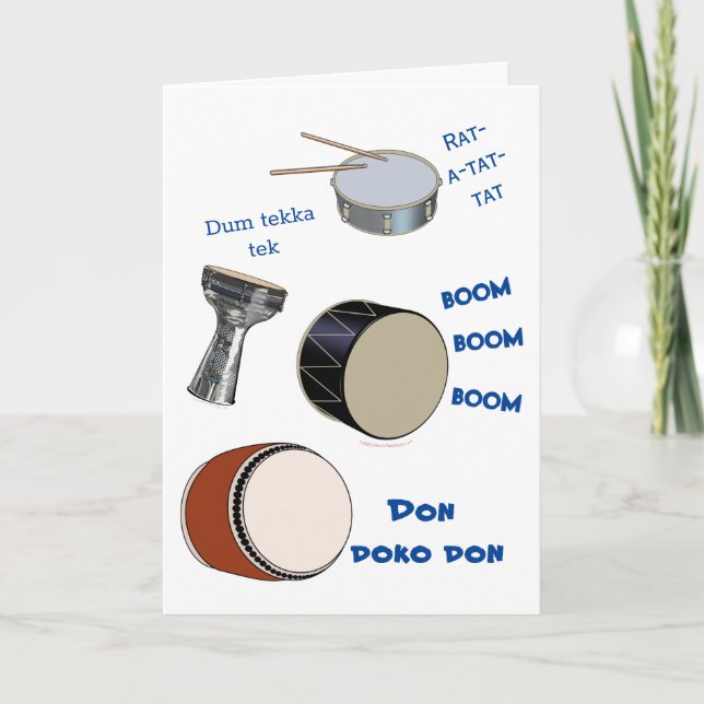 Carte Musician Funny Drums Happy Birthday Card Drummer (Devant)