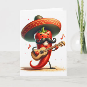 Carte Musicien Paprika Rouge Anniversaire