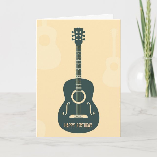 Carte Musique acoustique de guitare rétro Joyeux anniver (Devant)