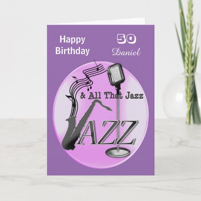 Carte Musique de Jazz personnalisée Thème Joyeux anniver (Devant)