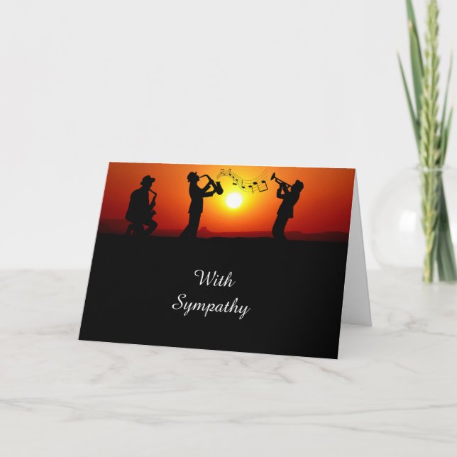 Carte Musique de Jazz Silhouette Orange Sunset Sympathie (Devant)