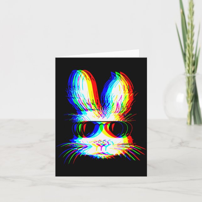 Carte Musique de Pâques Techno Rave Edm Trippy Lapin Var (Devant)