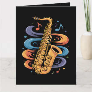 Carte Musique de saxophone colorée Flux Instrument de ja