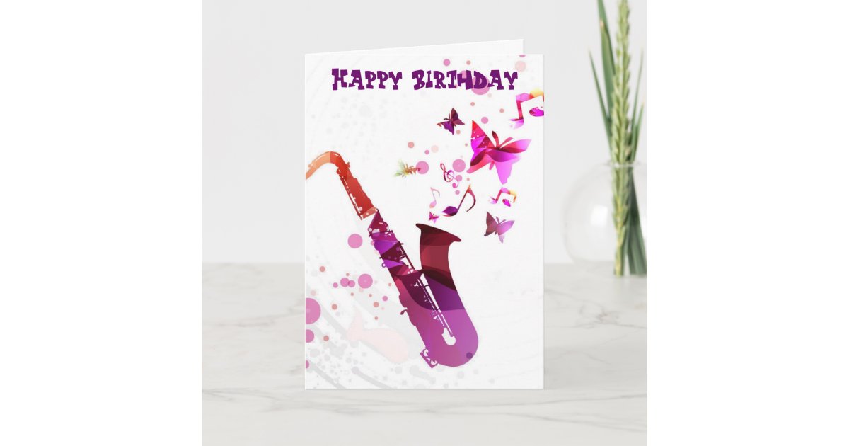 Carte Musique De Saxophone Et Anniversaire Mignons De Zazzle Fr