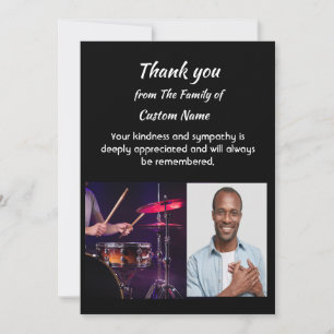 Carte Musique de sympathie remerciement batteur